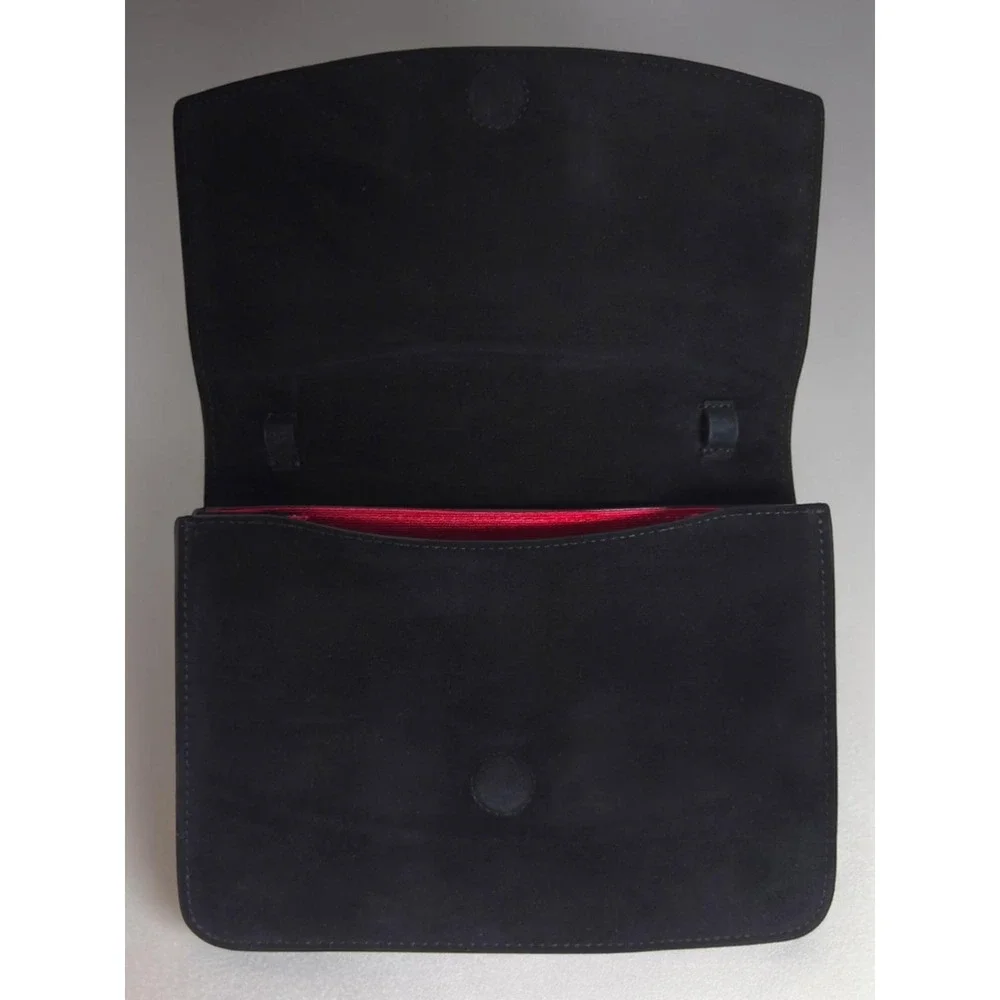 Hobbs London Black Suede‎ Leather Convertible Clutch Shoulder Bag